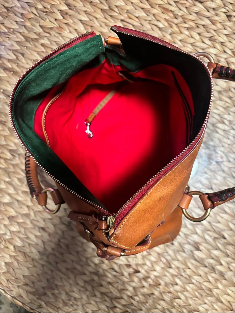 Dooney & Bourke  Leather Satchel in the color natural. The old large size.